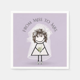 Bride Strichfigur-Mädchen mit Daisy Bouquet in Sne Serviette