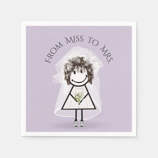 Bride Strichfigur-Mädchen mit Daisy Bouquet in Sne Serviette (Vorderseite)