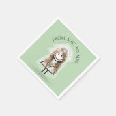 Bride Strichfigur-Mädchen mit Daisy Bouquet in Sne Serviette (Ecke)