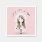 Bride Strichfigur-Mädchen mit Daisy Bouquet in Sne Serviette (Vorderseite)