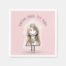 Bride Strichfigur-Mädchen mit Daisy Bouquet in Sne Serviette