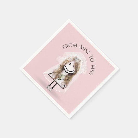 Bride Strichfigur-Mädchen mit Daisy Bouquet in Sne Serviette (Ecke)