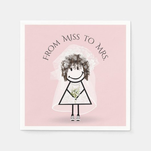 Bride Strichfigur-Mädchen mit Daisy Bouquet in Sne Serviette (Vorderseite)