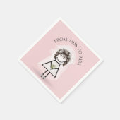 Bride Strichfigur-Mädchen mit Daisy Bouquet in Sne Serviette (Ecke)