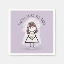 Bride Strichfigur-Mädchen mit Daisy Bouquet in Sne Serviette