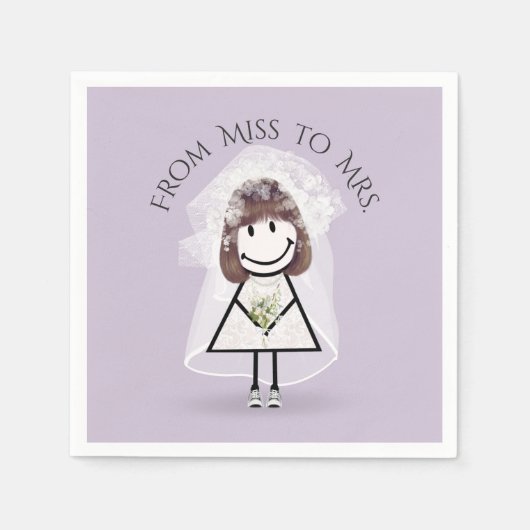 Bride Strichfigur-Mädchen mit Daisy Bouquet in Sne Serviette (Vorderseite)