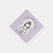 Bride Strichfigur-Mädchen mit Daisy Bouquet in Sne Serviette (Ecke)