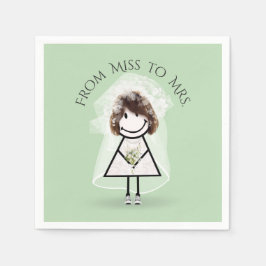 Bride Strichfigur-Mädchen mit Daisy Bouquet in Sne Serviette