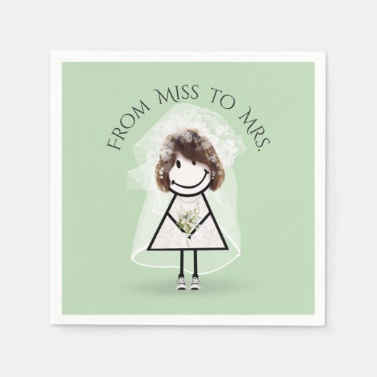 Bride Strichfigur-Mädchen mit Daisy Bouquet in Sne Serviette (Vorderseite)