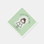 Bride Strichfigur-Mädchen mit Daisy Bouquet in Sne Serviette (Ecke)