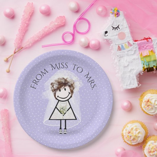 Bride Strichfigur-Mädchen mit Sneakers auf Punkten Pappteller (Party)