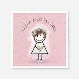 Bride Strichfigur-Mädchen mit Sneakers auf Punkten Serviette