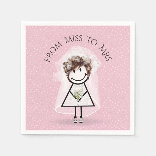 Bride Strichfigur-Mädchen mit Sneakers auf Punkten Serviette (Vorderseite)