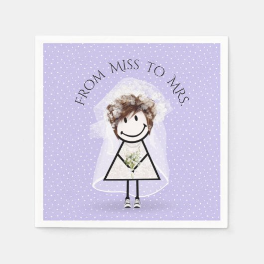 Bride Strichfigur-Mädchen mit Sneakers auf Punkten Serviette (Vorderseite)