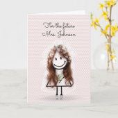 Bride Strichfigur-Mädchen mit Sneakers und Daisies Karte (Gelbe Blume)