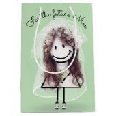 Bride Strichmännchen Girl mit Bouquet Mittlere Geschenktüte (Vorderseite)