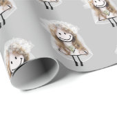 Bride Strichmännchen mit Daisy Bouquet Geschenkpapier (Rolleneckpunkt)