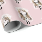 Bride Strichmännchen mit Daisy Bouquet Geschenkpapier (Rolleneckpunkt)