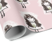 Bride Strichmännchen mit Daisy Bouquet Geschenkpapier (Rolleneckpunkt)