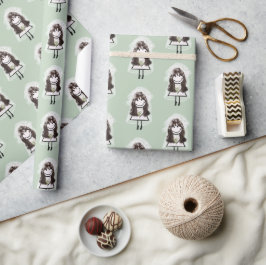 Bride Strichmännchen mit Daisy Bouquet Geschenkpapier