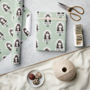 Bride Strichmännchen mit Daisy Bouquet Geschenkpapier