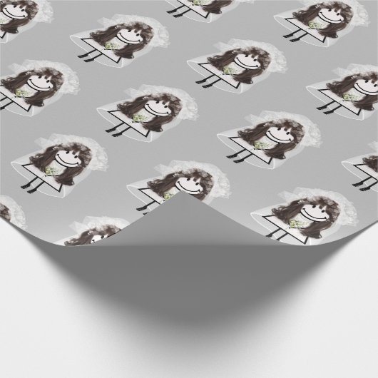 Bride Strichmännchen mit Daisy Bouquet Geschenkpapier (Ecke)