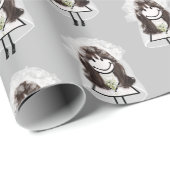 Bride Strichmännchen mit Daisy Bouquet Geschenkpapier (Rolleneckpunkt)