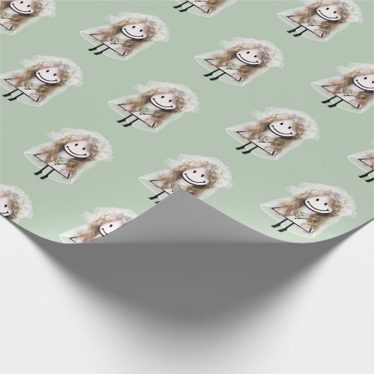 Bride Strichmännchen mit Daisy Bouquet Geschenkpapier (Ecke)