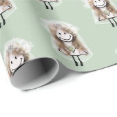 Bride Strichmännchen mit Daisy Bouquet Geschenkpapier (Rolleneckpunkt)