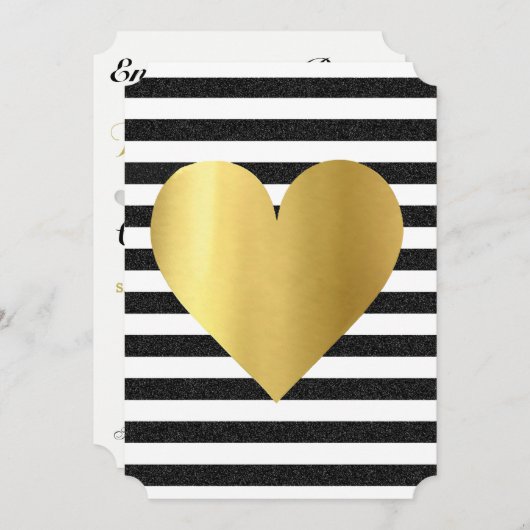 Bride Summer Love Black & Gold Soiree Lawn Party Einladung (Vorne/Hinten)