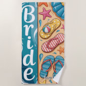 Bride Summer Seashore Vibes Flip-Flops Wedding Strandtuch (Vorderseite)