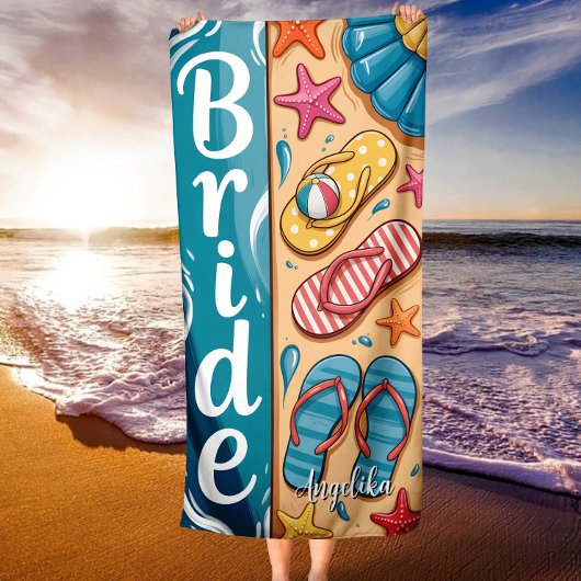Bride Summer Seashore Vibes Flip-Flops Wedding Strandtuch
