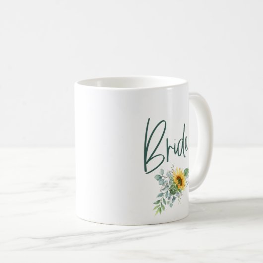Bride Sunflower Eucalyptus Wedding Kaffeetasse (VorderseiteRechts)