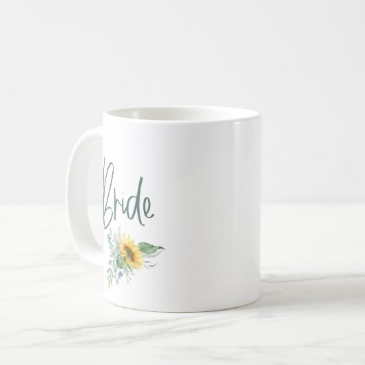 Bride Sunflower Eucalyptus Wedding Kaffeetasse (Vorderseite Links)
