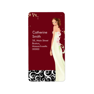 Bride Swirl Address Labels in Burgund Adressaufkleber