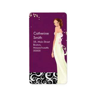 Bride Swirl Address Labels in Plum Adressaufkleber
