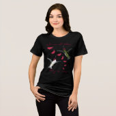 Bride T - Shirt Humming Birds & Grunge Hearts (Vorderseite voll)