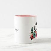 Bride Team. Bridesmaid Moderne Blumenpraxis Zweifarbige Tasse (Mittel)