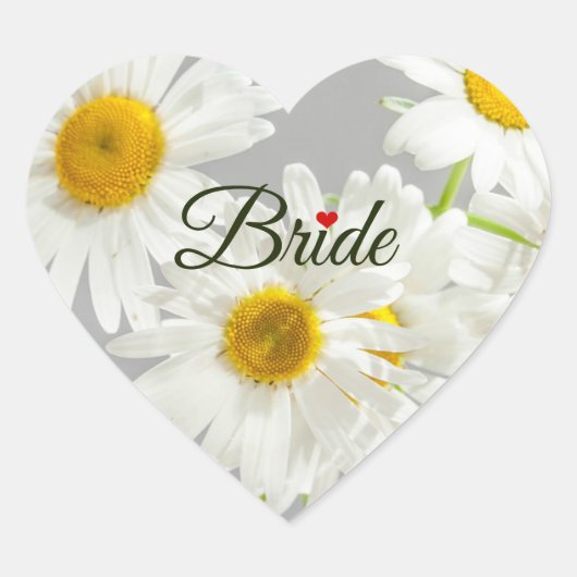 Bride, Textdesign auf weißen Molsen Herz-Aufkleber (Vorderseite)