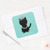 Bride & Tiara Cat Party Brautparty Quadratischer Aufkleber (Umschlag)