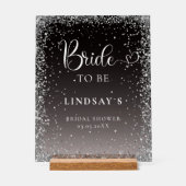 BRIDE TO BE! Black Silver Glitter Bridal Shower  Acrylschild (Vorderseite)