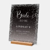BRIDE TO BE! Black Silver Glitter Bridal Shower  Acrylschild (Winkel)