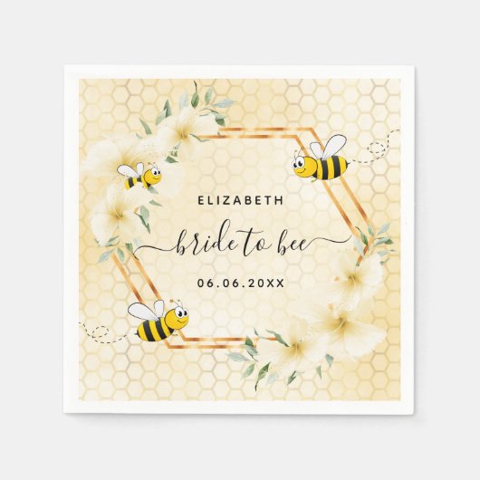 Bride to be blumengelbe Honigwabenkraube Brautpart Serviette (Vorderseite)