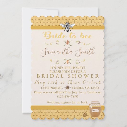 Bride to be Bridal Shower Einladungen (Vorderseite)