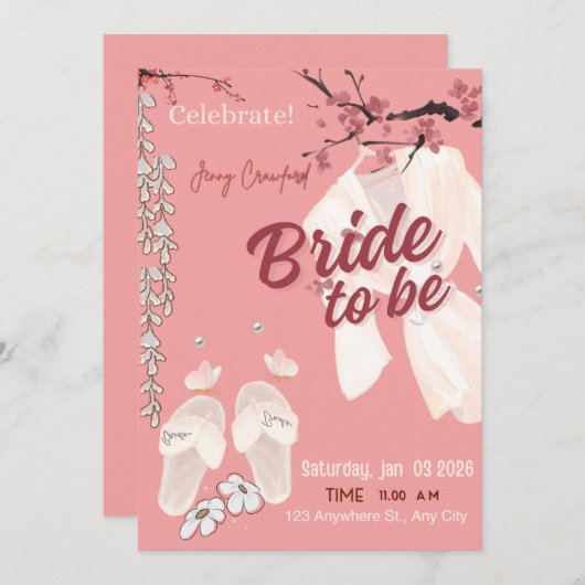 Bride to Be Bridal Shower Invitation | Elegant Pin (Vorne/Hinten)
