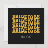 Bride to Be Gold Glitter Text with Name, Black Einladung (Vorderseite)