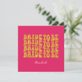 Bride to Be Gold Glitter Text with Name, Pink Einladung (Stehend Vorderseite)