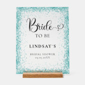 BRIDE TO BE! Mint Glitter Bridal Shower  Acrylschild (Vorderseite)