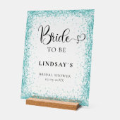 BRIDE TO BE! Mint Glitter Bridal Shower  Acrylschild (Winkel)