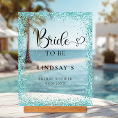 BRIDE TO BE! Mint Glitter Bridal Shower  Acrylschild